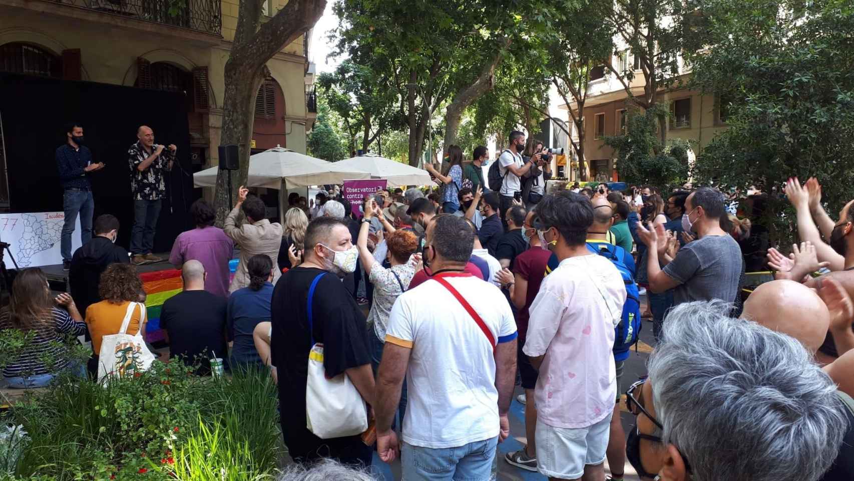 Acto organizado por el Observatorio contra la Homofobia (OCH) y la Plataforma LGBTIcat contra las agresiones homófobas en Barcelona / EP