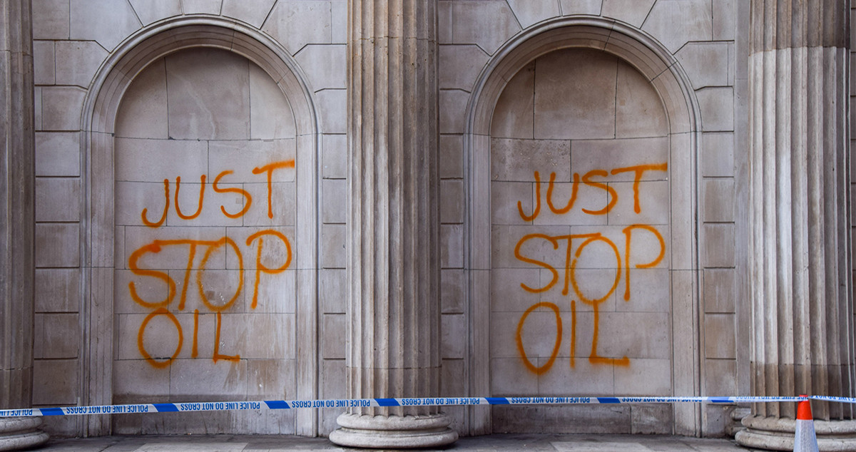 'Just Stop Oil', nuevo ataque de activistas ecologistas en Reino Unido; ahora, contra edificios emblemáticos / VUK VALCIC - EUROPA PRESS