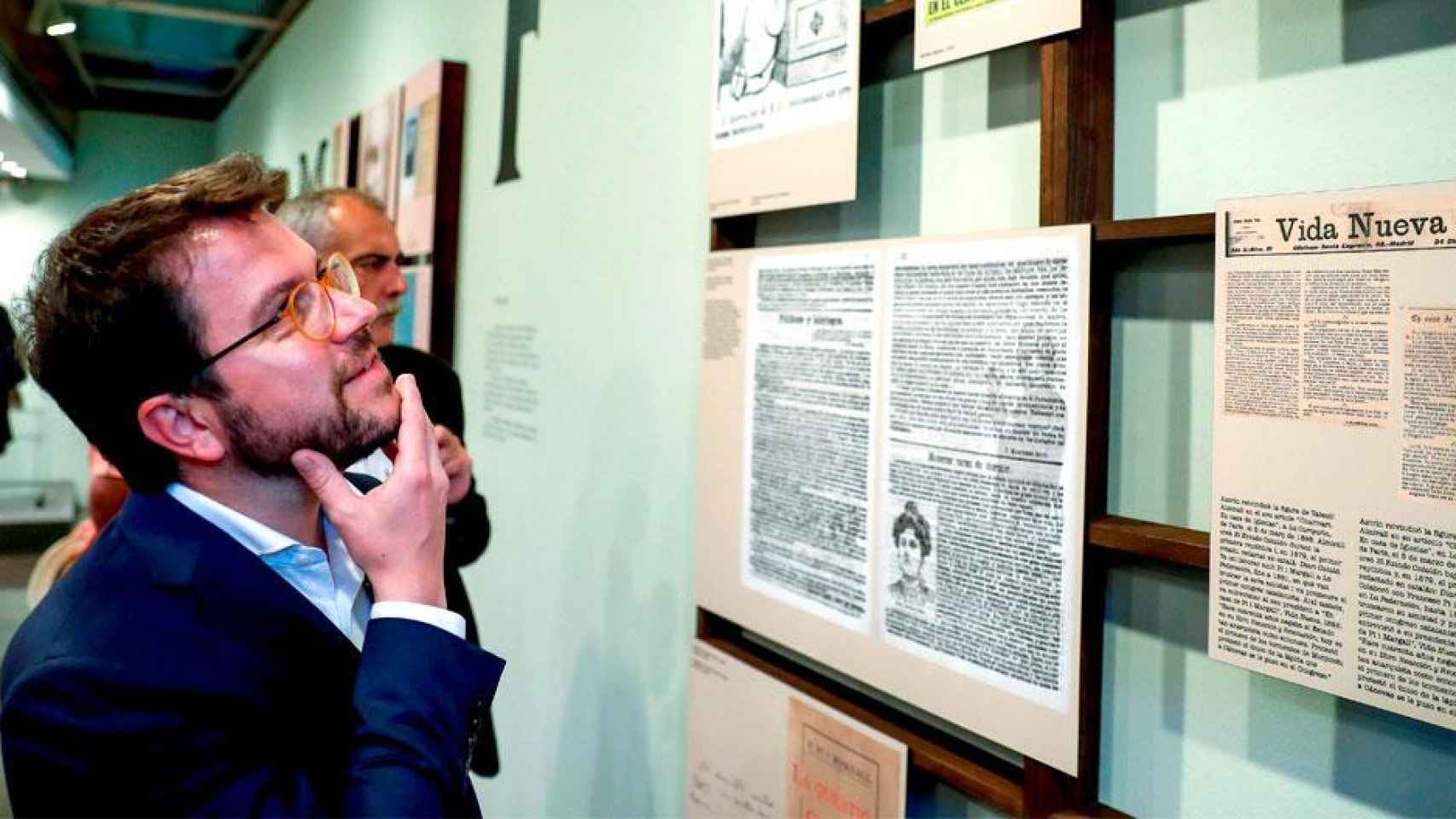 El vicepresidente del Govern, Pere Aragonès, en la exposición “Azorín y Cataluña. De Joan Maragall a Lluís Companys” en Madrid / EFE