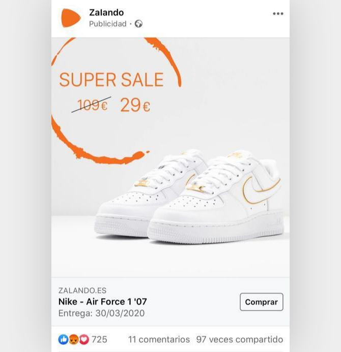 El anuncio falso de las Nike Air Force 1'07 en Zalando