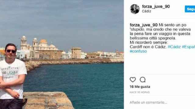 El seguidor de la Juventus publica una imagen suya en Cádiz, donde viajó para ver la Champions League / INSTAGRAM