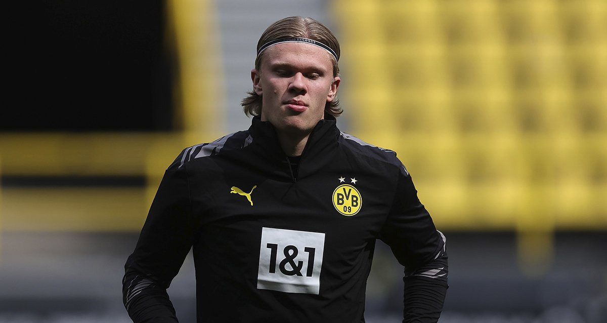 Erling Haaland, durante una sesión de entrenamiento antes de su última lesión / EFE