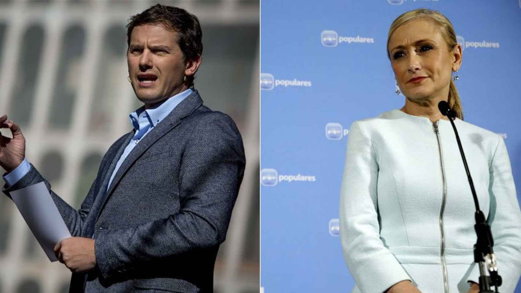 Albert Rivera, líder de Ciudadanos, y Cristina Cifuentes, presidenta del PP de la Comunidad de Madrid.