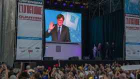 Carles Puigdemont, durante la conmemoración del quinto aniversario del referéndum ilegal del 1-O en Barcelona / Lorena Sopêna - EUROPA PRESS