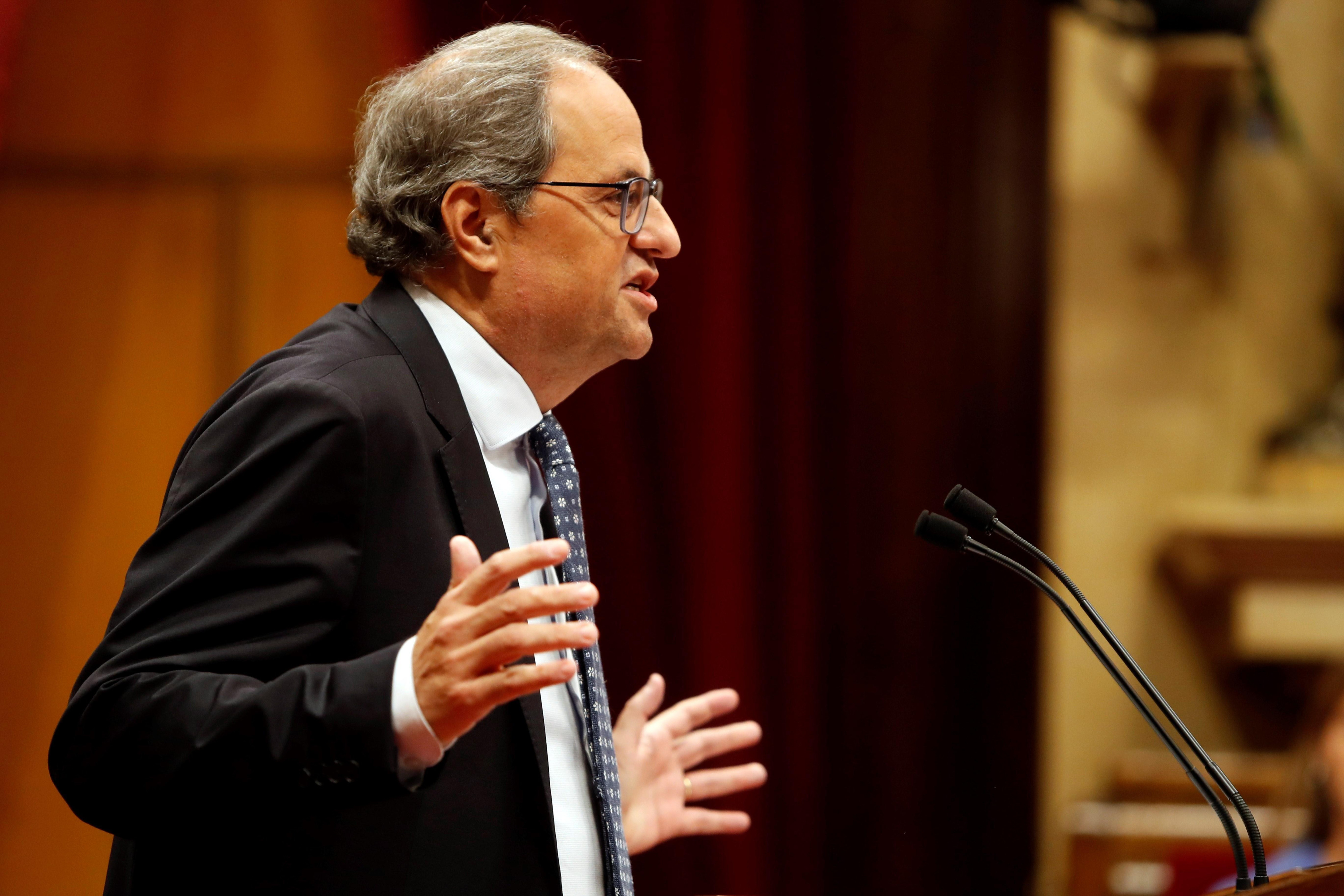 Quim Torra durante su intervención en el debate de política general en el Parlament / EFE