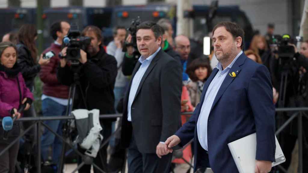 El vicepresidente cesado de la Generalitat, Oriol Junqueras, a su llegada a la Audiencia Nacional el jueves / EFE