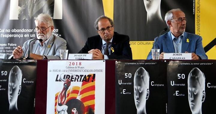 El presidente Quim Torra, en la clausura de la última edición de la Universitat Catalana d'Estiu