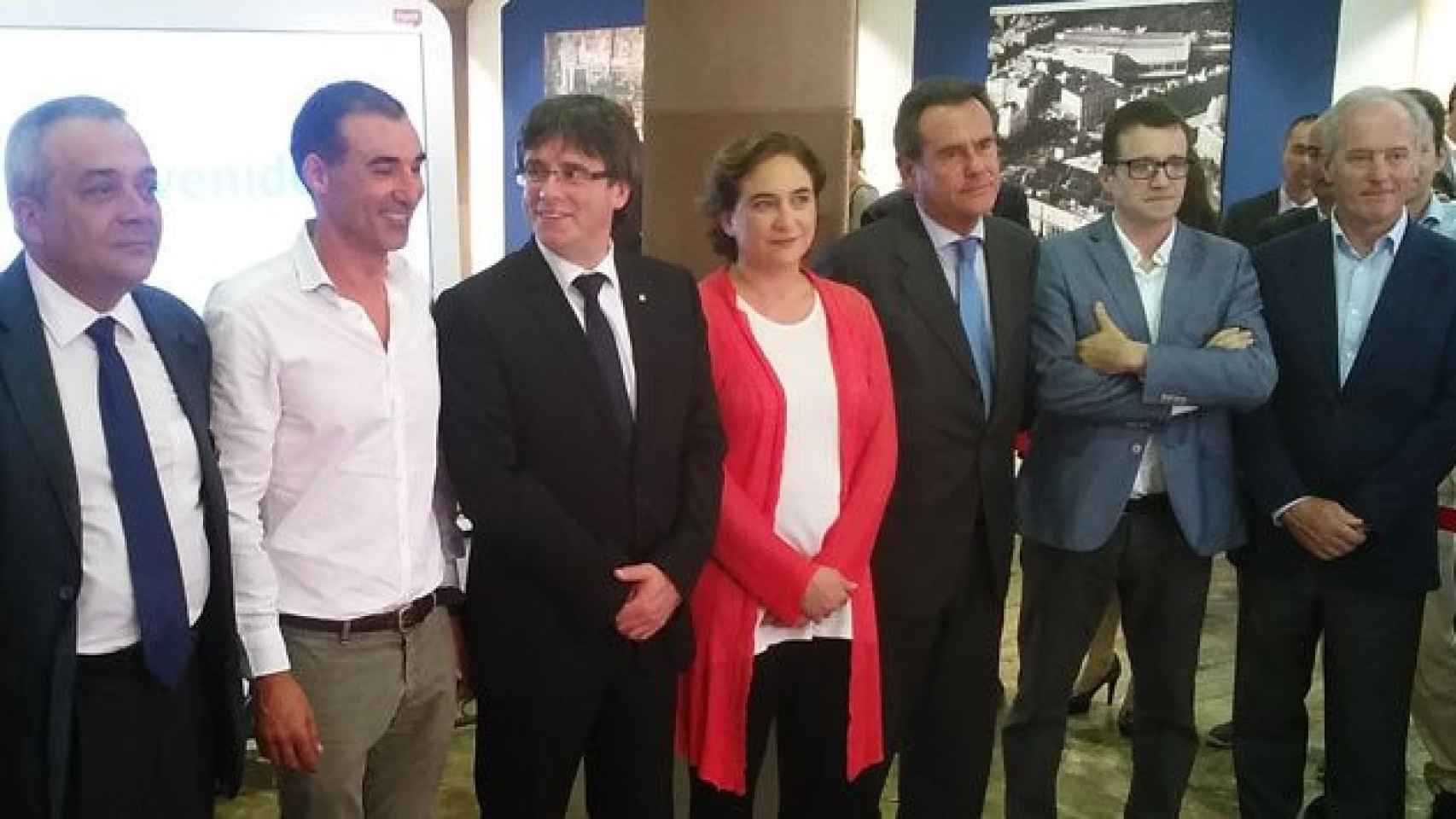 Carles Puigdemont, Ada Colau y Miguel Vicente, en la inauguración del Pier01.