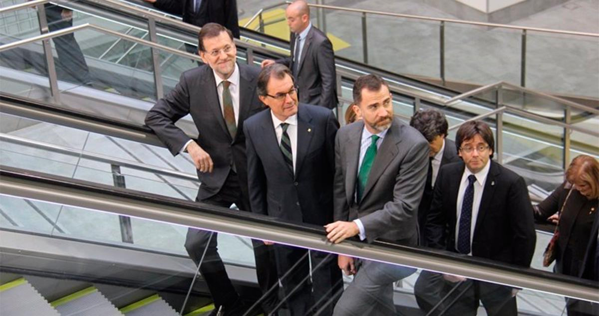 Mariano Rajoy, Artur Mas, Felipe VI y Carles Puigdemont inauguran el AVE Barcelona Figueres / EP