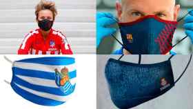 Mascarillas con los colores del Atlético, Barça, Real Sociedad y Espanyol