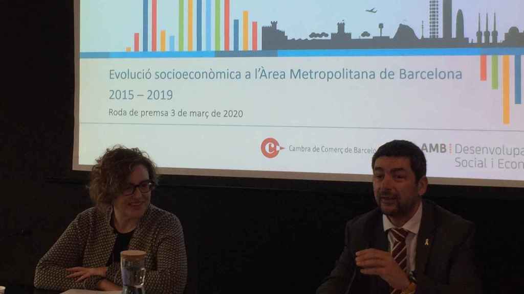 Montserrat Ballarín y Joan Canadell, en la presentación del estudio de la AMB y la Cámara de Comercio de Barcelona / CG