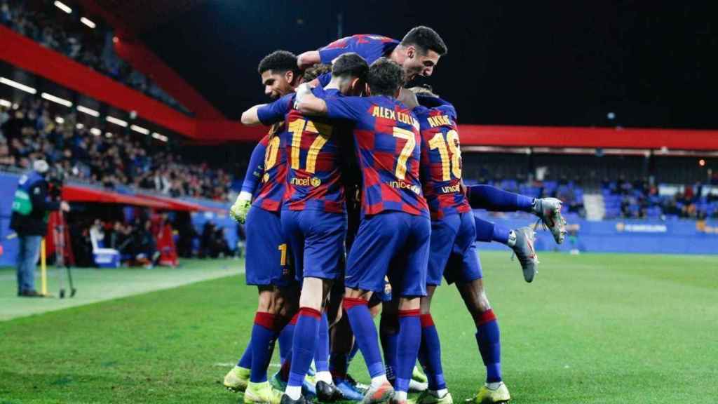 El Barça B celebra un triunfo valioso tras una gran remontada/ FCB