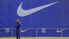 Xavi Hernández, durante la última sesión de entrenamiento del Barça / EFE