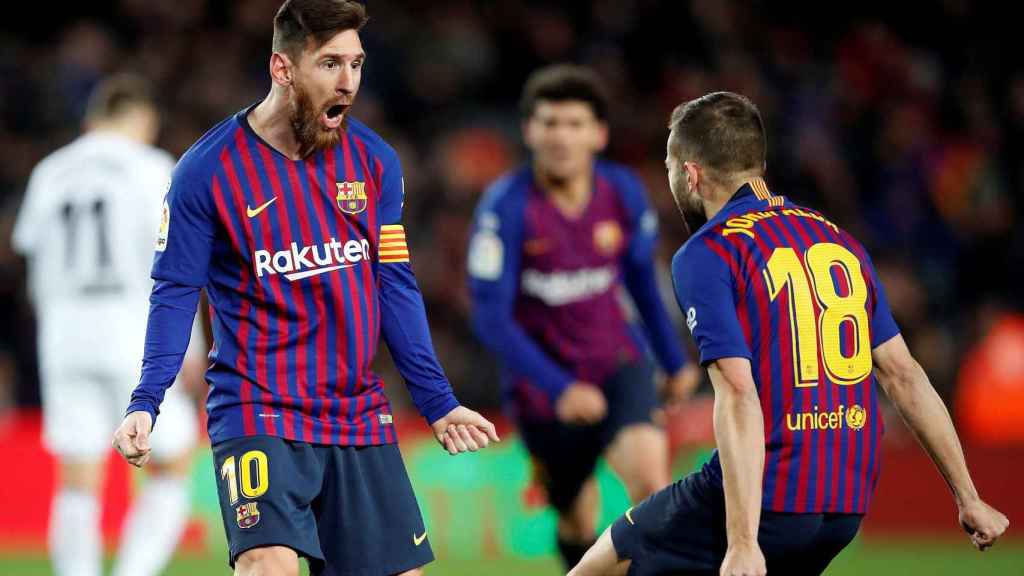 Messi y Alba celebran un gol con el Barça / REDES