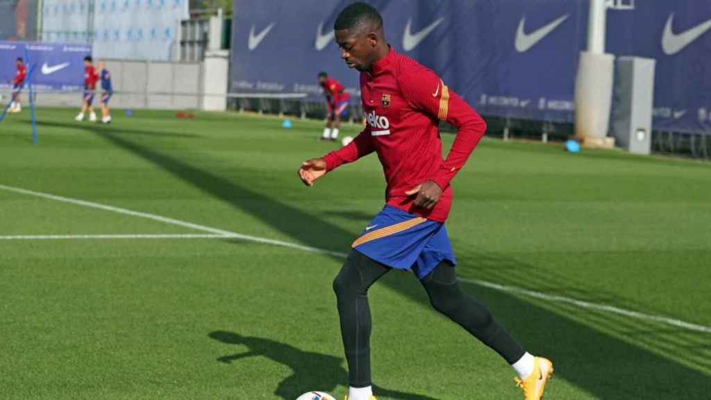 Dembelé entrenando durante el segundo parón por selecciones / FC Barcelona