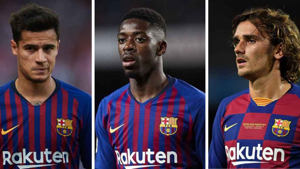 Coutinho, Dembelé y Griezmann, los tres sustitutos de Neymar. en un montaje | Culemanía