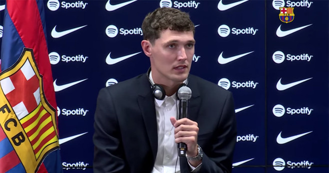 Andreas Christensen, durante su rueda de prensa de presentación con el Barça / FCB