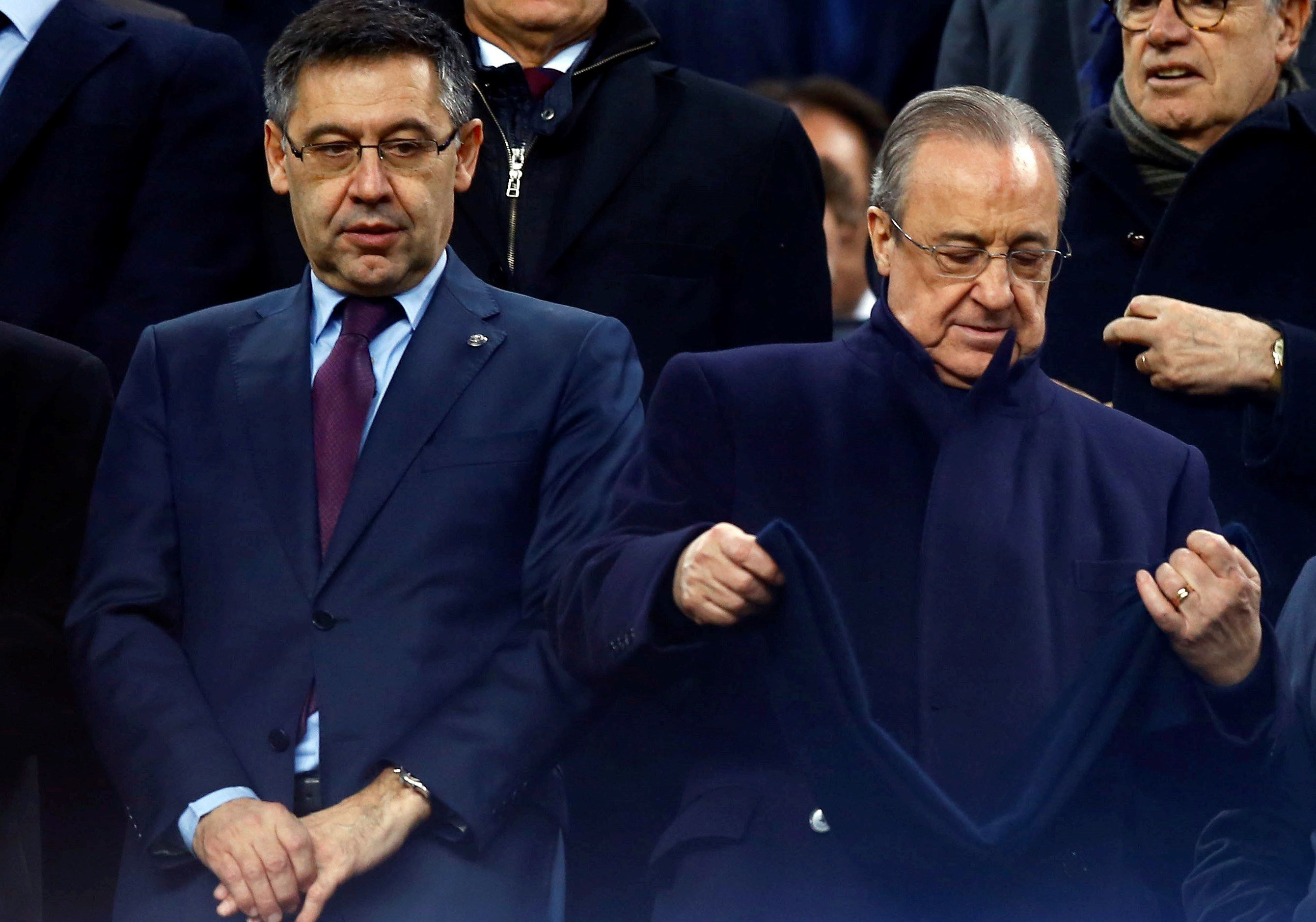 Josep Maria Bartomeu y Florentino Pérez durante el último clásico de Copa del Rey / EFE