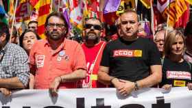 El secretario general de los sindicatos UGT en Cataluña, Camil Ros, y el de CCOO, Javier Pacheco, en una imagen de archivo