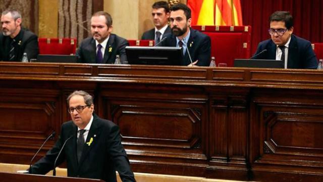 Quim Torra, durante su intervención ante el pleno del Parlament / EFE