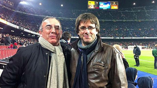 Josep Manel Bassols y Carles Puigdemont en el Camp Nou / CG