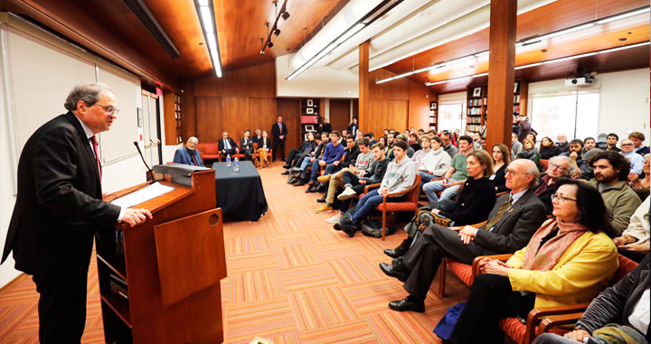 Quim Torra, durante su intervención en la Universidad de Stanford / Govern.cat