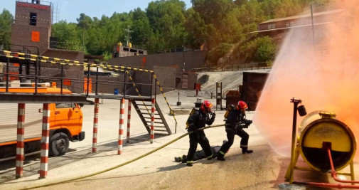 Prácticas de emergencias en el recinto de Can Padró / Cedida