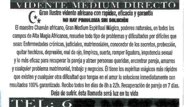 Imagen de la publicidad que colgaba el vidente detenido por las calles de Barcelona / Mossos d'Esquadra