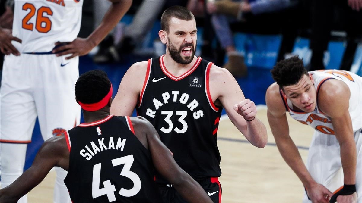 Marc Gasol celebrando una canasta con los Toronto Raptors / Redes