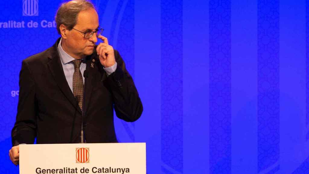 Quim Torra en la comparecencia de prensa de este viernes / EFE