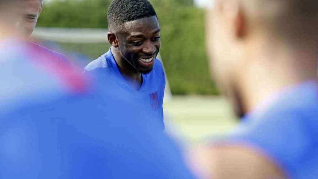 Una foto de Ousmané Dembelé durante un entrenamiento del Barça / FCB