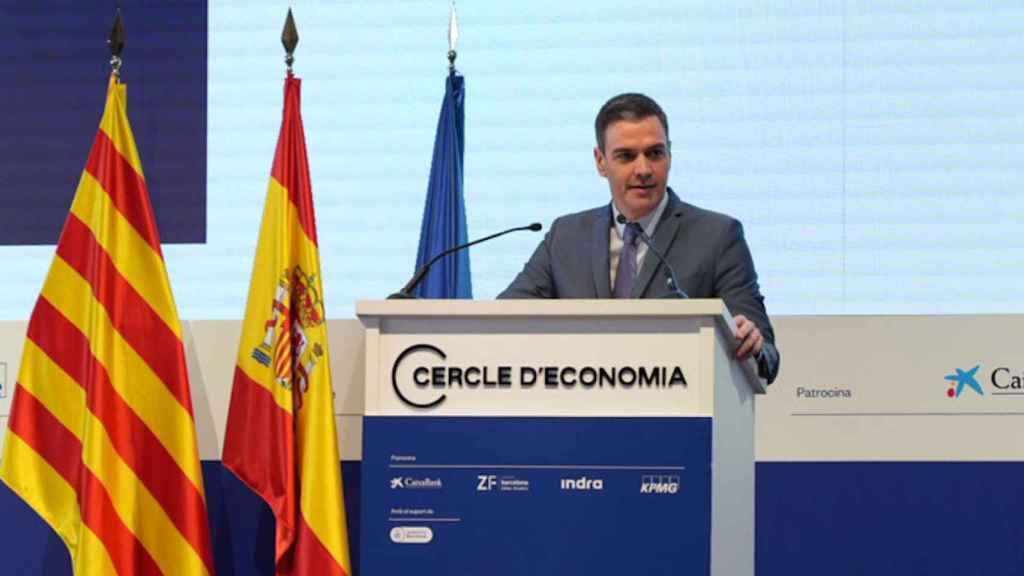 El presidente del Gobierno, Pedro Sánchez, en su intervención ante el empresariado del Círculo de Economía / Luís Miguel Añón - CG