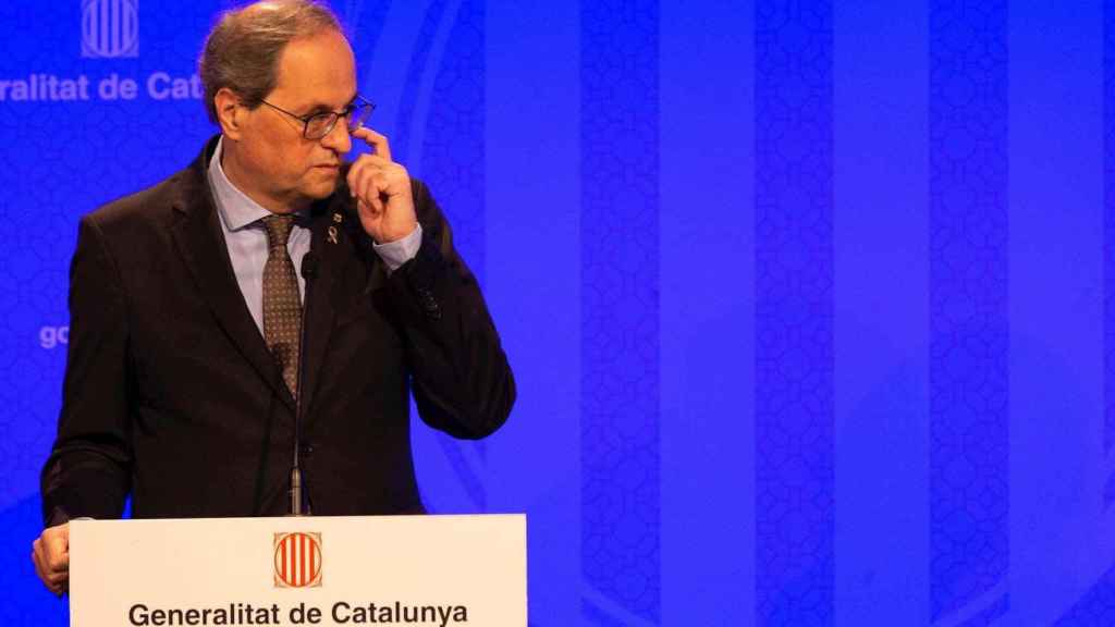 El presidente del Govern, Quim Torra, en una comparecencia pública / EFE