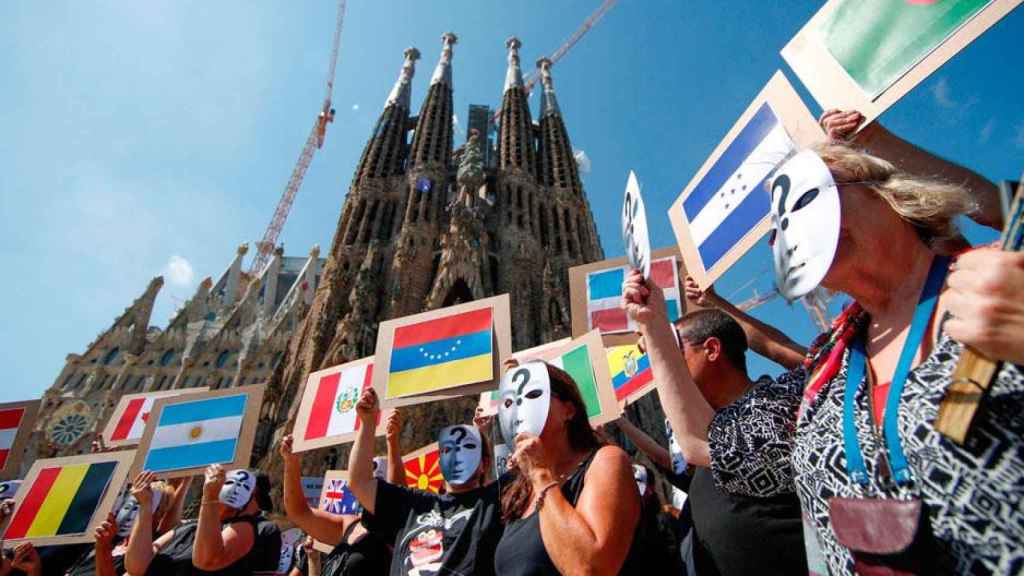 Protesta de los CDR frente a la Sagrada Familia en el 17A / EFE