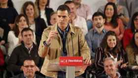 El presidente del Gobierno, Pedro Sánchez, durante el mitin en Barakaldo / EFE