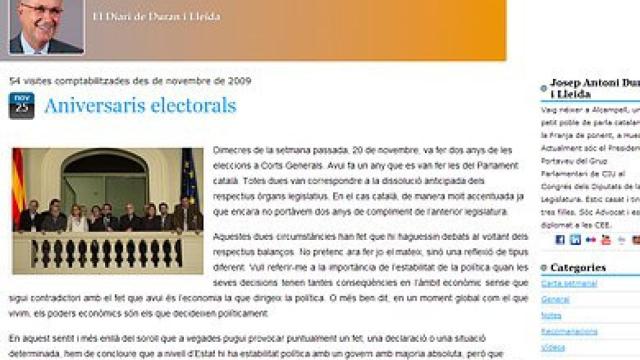 Captura del blog de Josep Antoni Duran i Lleida