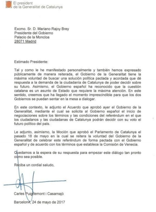 carta puigdemont rajoy