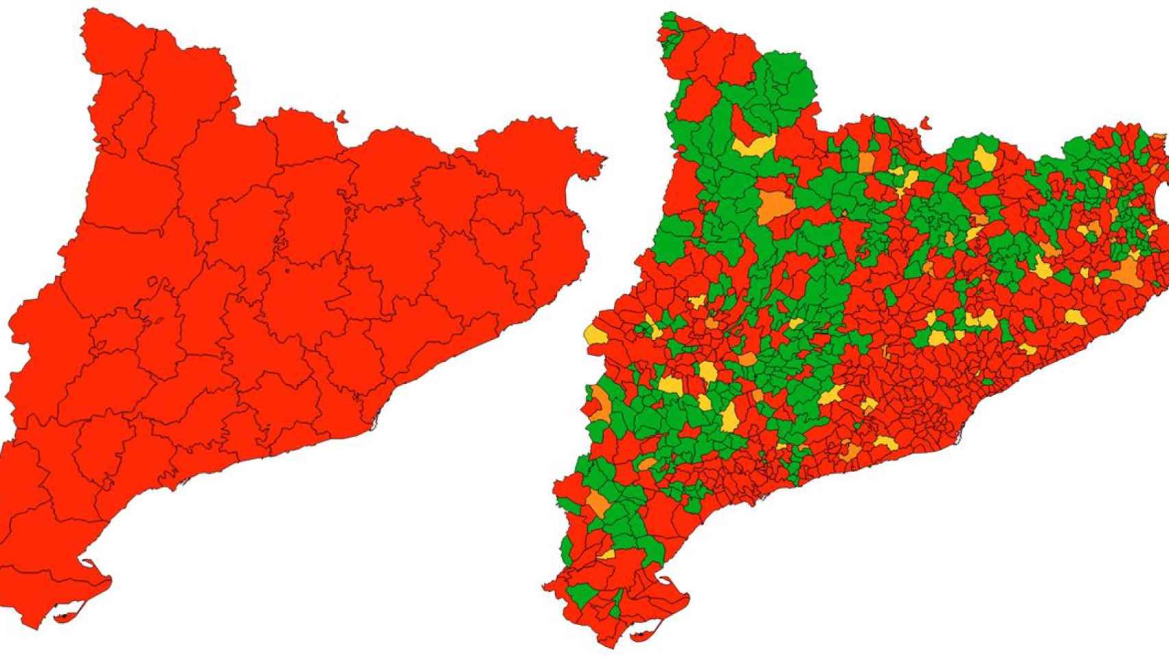 Riesgo rebrote en Cataluña por comarcas y municipios a fecha 4 de enero del 2021