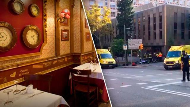 La Tagliatella de la calle Doctor Ferran, en Barcelona, con las ambulancias / CG