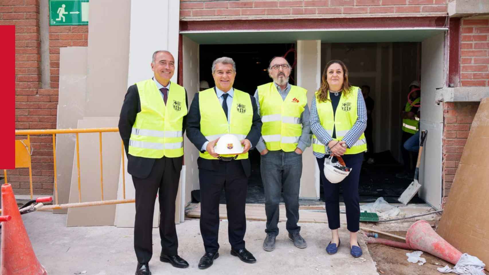 Rafa Yuste, Joan Laporta, Jaume Roures y Elena Fort visitan las obras del nuevo Museo FCB
