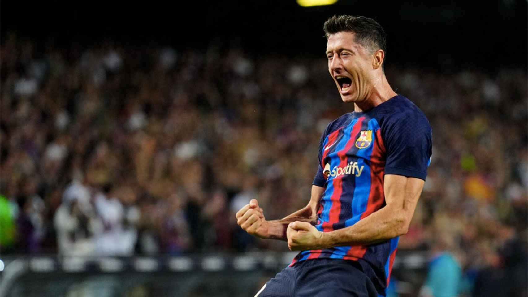 Robert Lewandowski, celebrando un gol marcado con el Barça / EFE