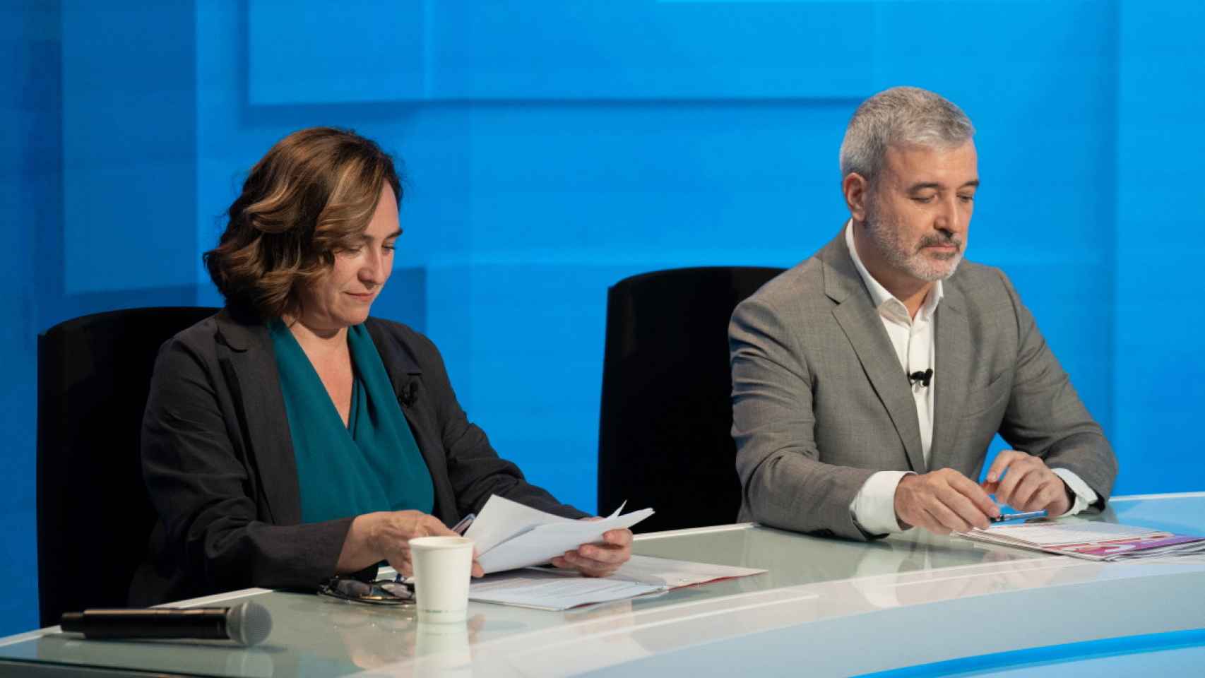 La alcaldesa de Barcelona y candidata a la reelección, Ada Colau, y el candidato del PSC a la alcaldía de Bacelona, Jaume Collboni