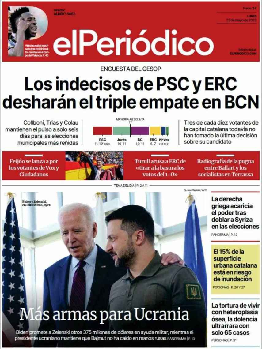 Portada de 'El Periódico' de 22 de mayo de 2023