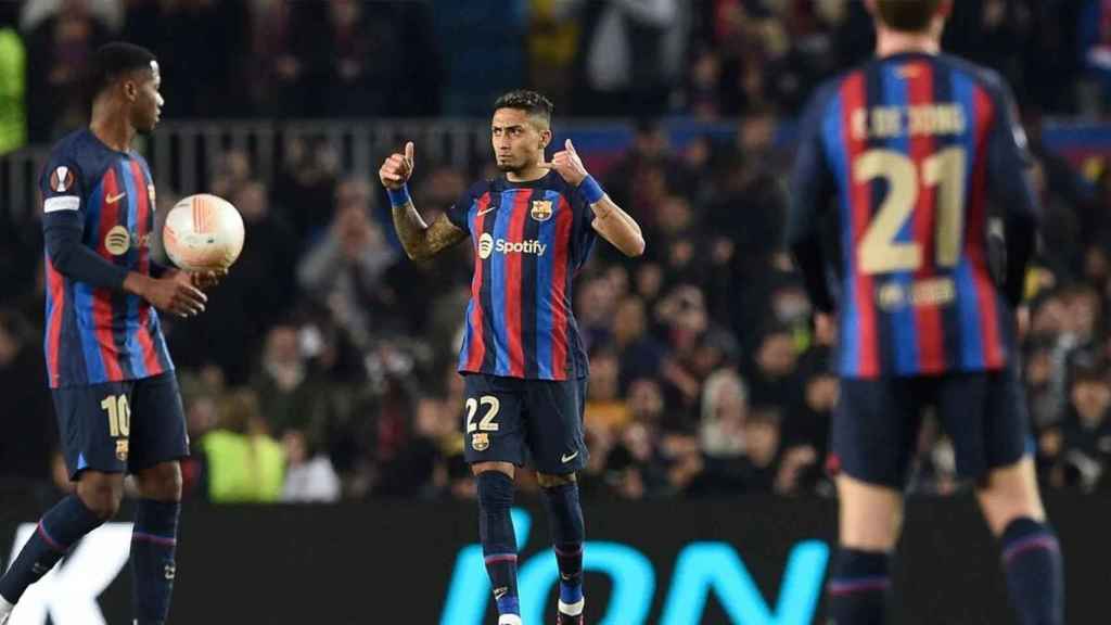 Raphinha, en un partido con el Barça