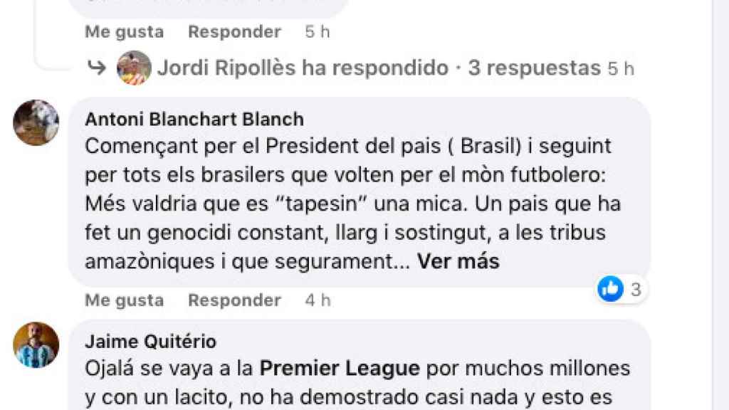 Hilo en Facebook con críticas a Raphinha : REDES