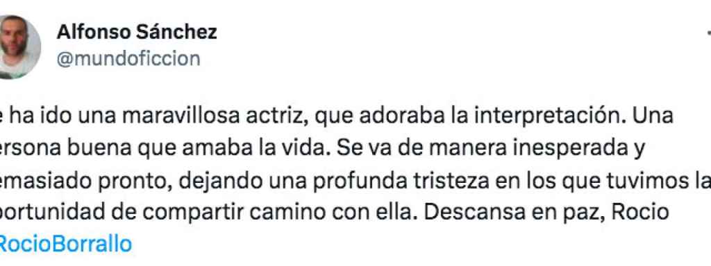 El director Alfonso Sánchez expresa su cariño por Rocío Borrallo en sus redes sociales