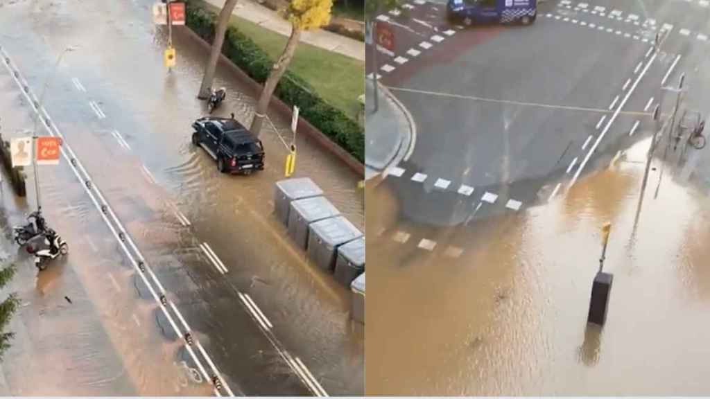 Fuga de agua en la avenida Pedralbes de Barcelona