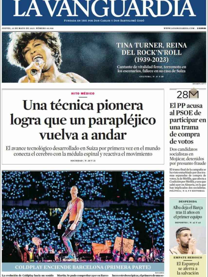 Portada de 'La Vanguardia' de 25 de mayo de 2023