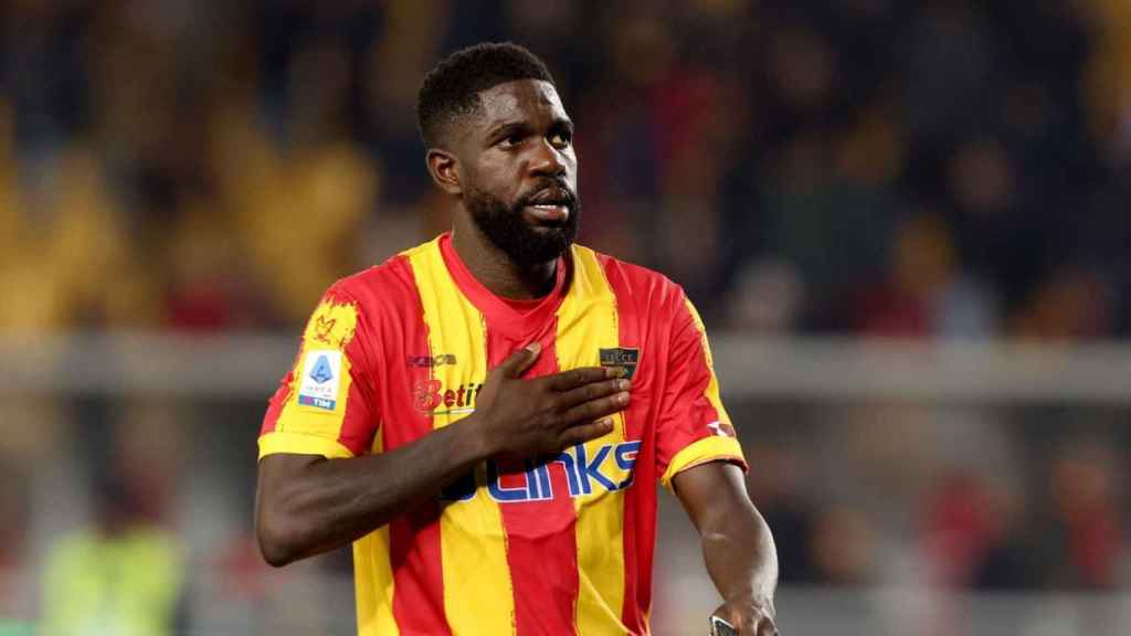 Samuel Umtiti, festejando un triunfo con el Lecce de la Serie A / REDES