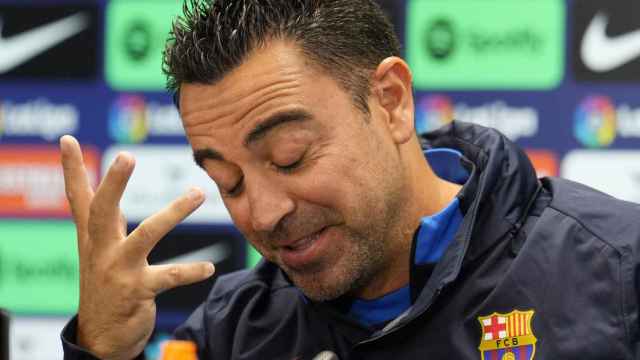 Xavi Hernández, durante una rueda de prensa con el FC Barcelona / EFE